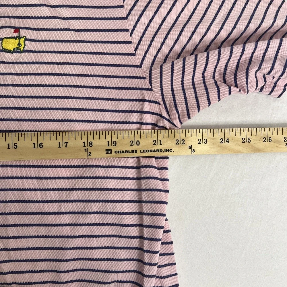 Polo Golf Ralph‎ Lauren Mens Large Shortsleeve Pink Blue Stripe-100% Pima Cotton